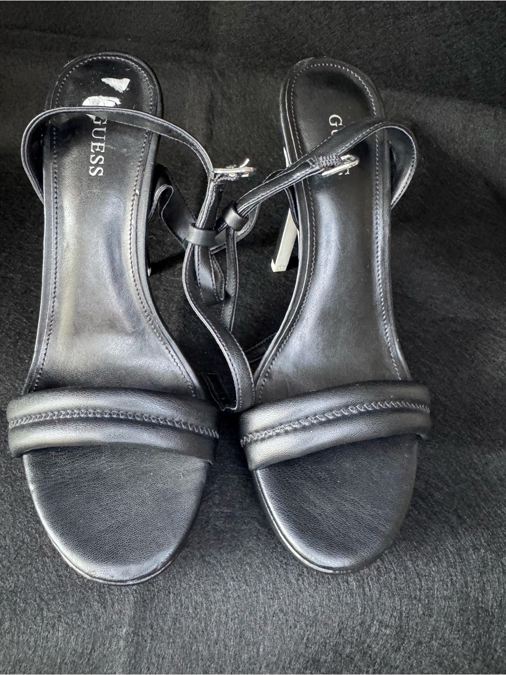 GUESS Black Knotted Ankle-Strap Stiletto Sandals